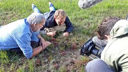 Presentator Harm Edens en GLK ecoloog Wim Geraedts in het Wisselse Veen